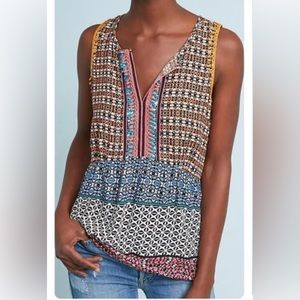 Anthropologie Ranna Gill Dahshur Crochet V Neck Sleeveless Top